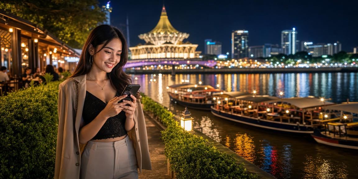 Pemain mengunakan telefon pintar untuk mengikuti pertaruhan E-Sukan 8bitdo di Kuching
